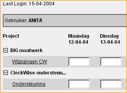 online urenregistratie invoerscherm